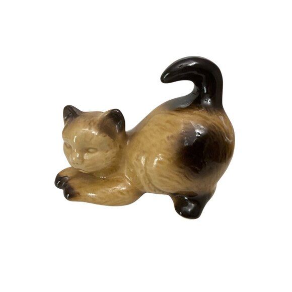Vintage Goebel Ceramic Siamese Cat Figurine Brown Tan Germany Mid Century - Picture 2 of 10